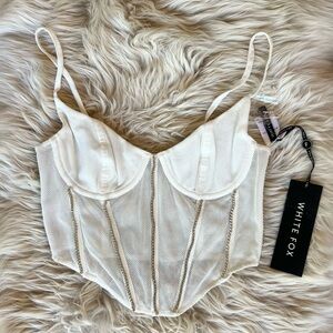 NWT White Fox Breaking Hearts Rhinestone Bustier Crop Top